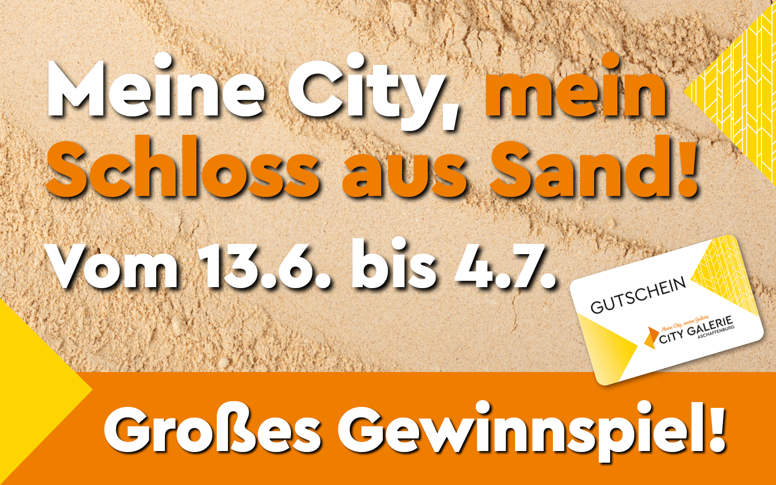 Sandsation mit Gewinnchance in der City Galerie Aschaffenburg
