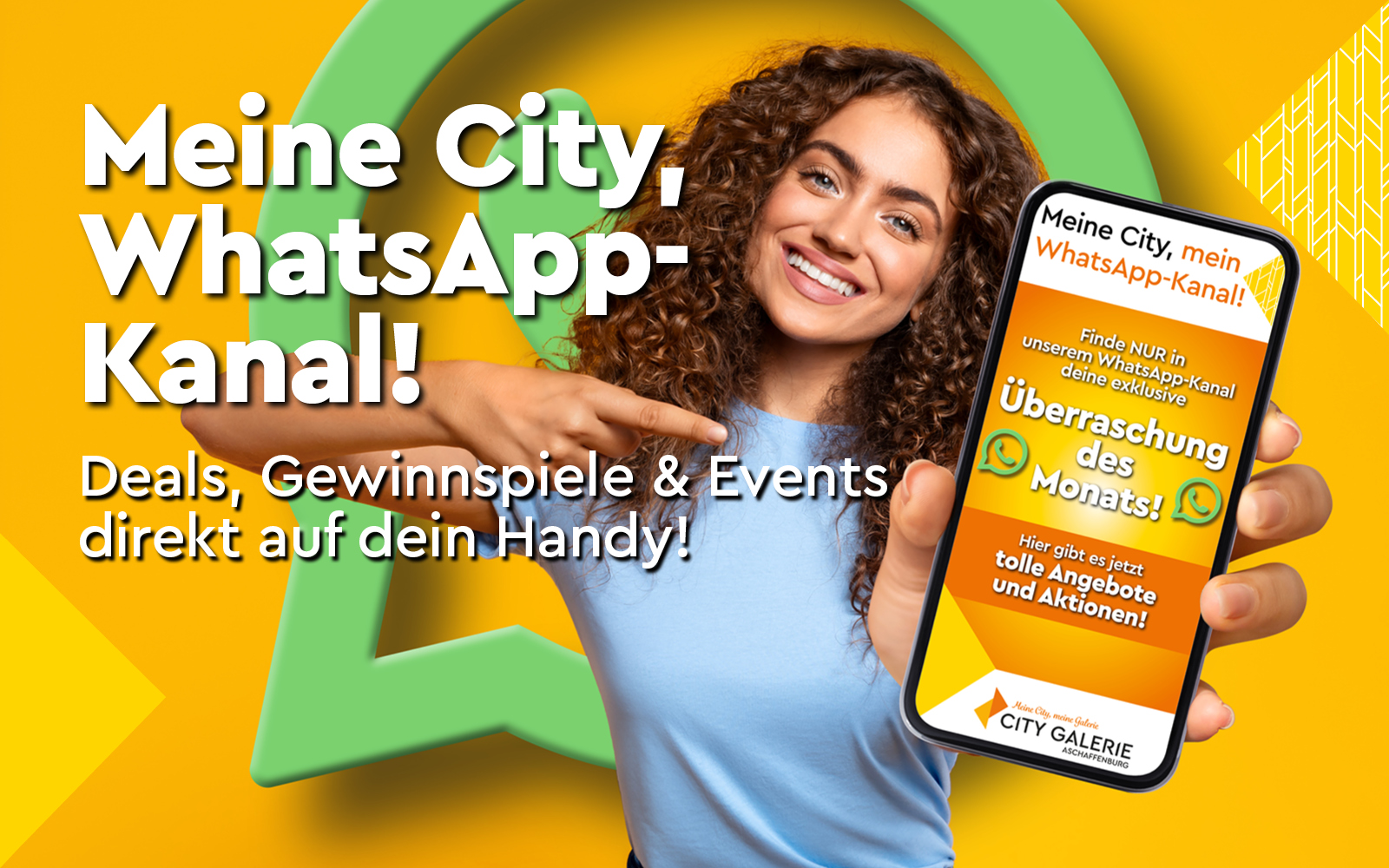 Exklusive Überraschungen im WhatsApp-Kanal der City Galerie Aschaffenburg
